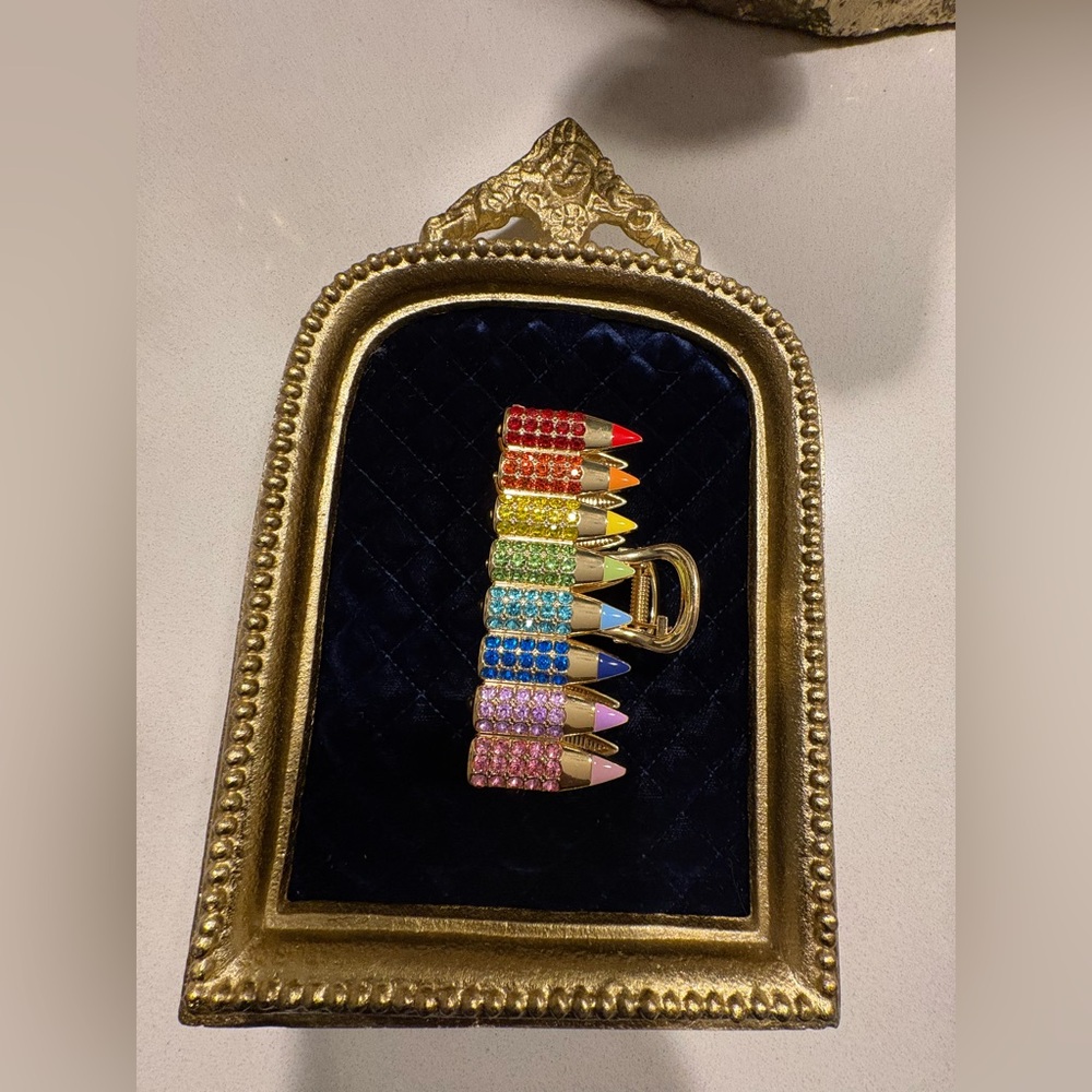 Gift for Teacher- Colorful Crystal crayon hair claw